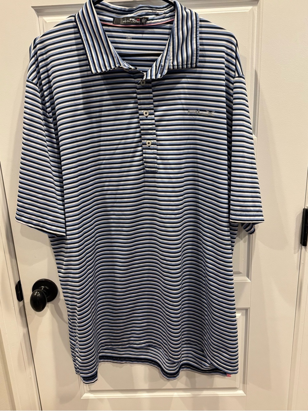 RLX Ralph Lauren Blue and White Striped Polo